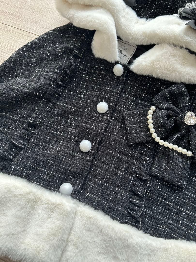 【美品】アンクルージュ くまちゃんキラキラツイードポンチョ 地雷 量産型 くま耳