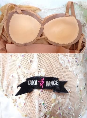 B1508【タカダンス】オフ白×黄緑/レース/スタンダードドレス☆社交ダンス