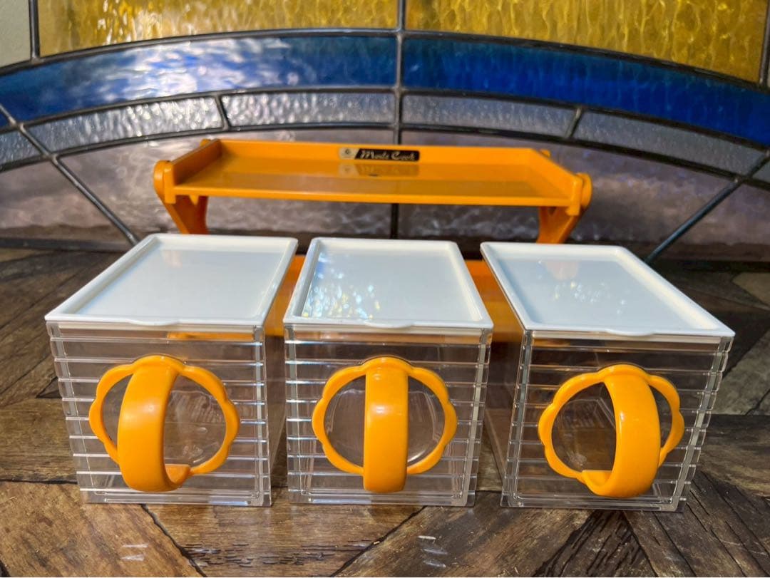 未使用 キッチンストッカー 調味料入 レトロポップ 昭和レトロ 当時物インテリア