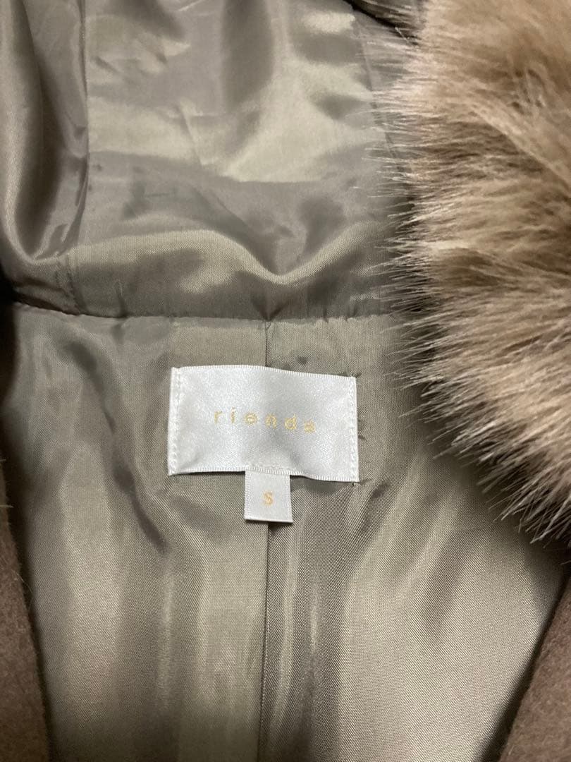 rienda リエンダ ウールMIXフードポンチョコート ブラウン S