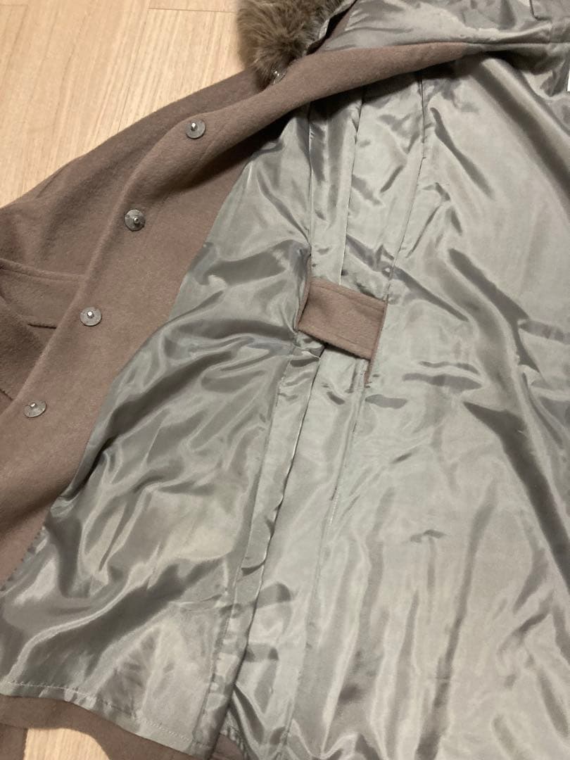 rienda リエンダ ウールMIXフードポンチョコート ブラウン S