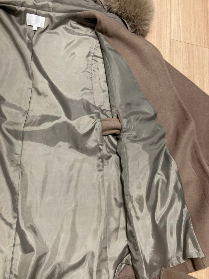 rienda リエンダ ウールMIXフードポンチョコート ブラウン S