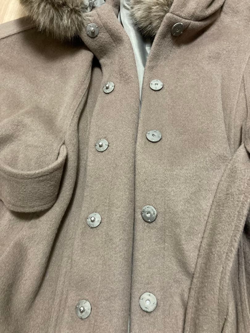 rienda リエンダ ウールMIXフードポンチョコート ブラウン S