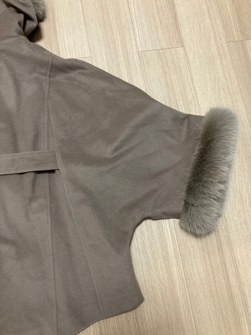 rienda リエンダ ウールMIXフードポンチョコート ブラウン S