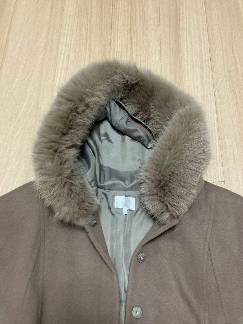 rienda リエンダ ウールMIXフードポンチョコート ブラウン S