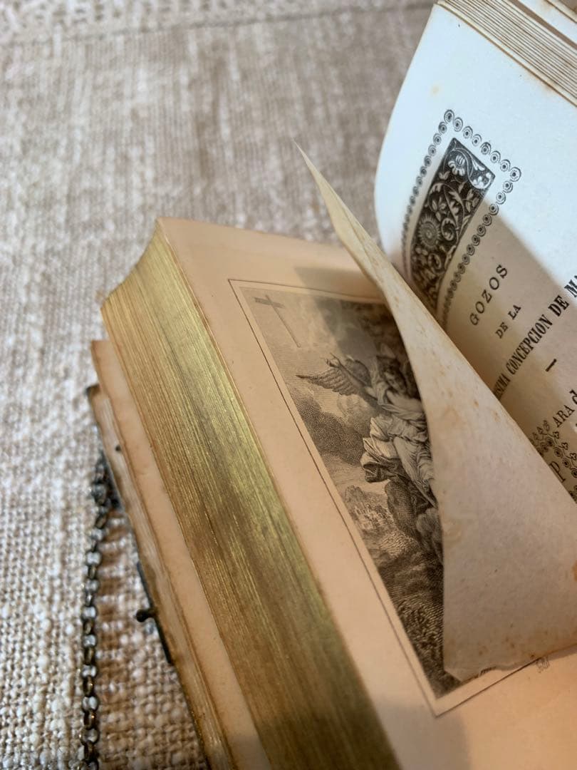 フランス製　アンティーク　レアな鞄型の手で持つ聖書！周りが貝細工で見事です！