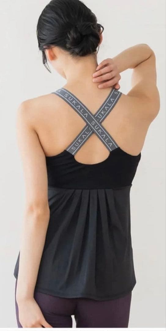 2月17日まで【SUKALA】ベーシックバックフレアタンクトップ ブラック L