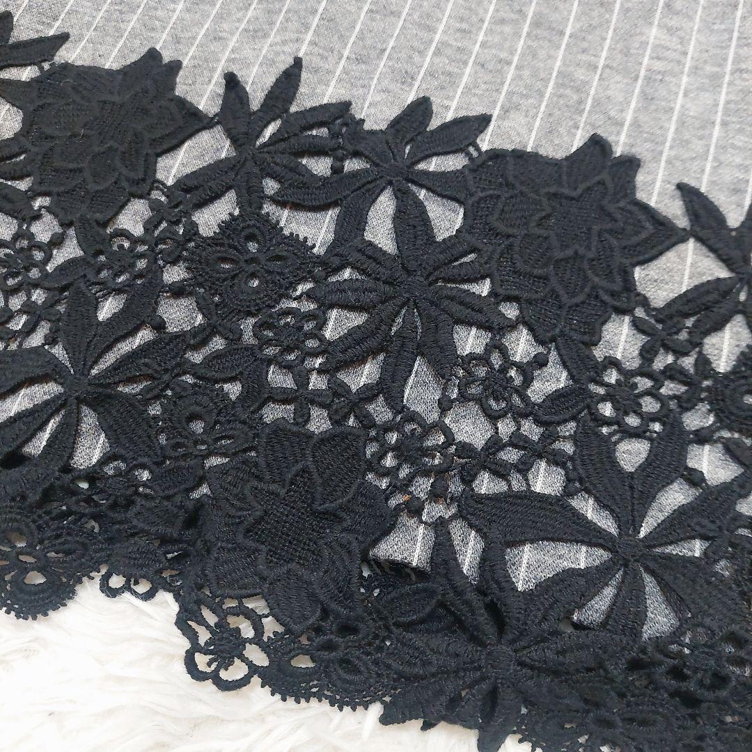 ローズティアラ 大きいサイズ 50 花柄 レース ストライプ ウール ワンピース