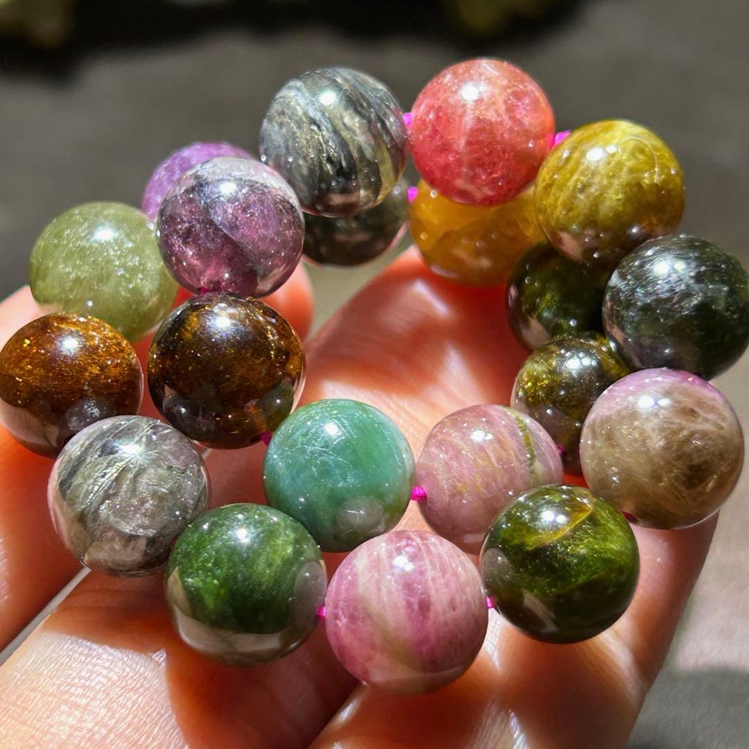 ☆ヒロ様！福運招財宝珠①！希少！ミックス　トルマリン　ブレス