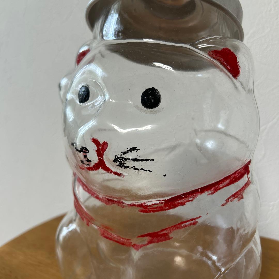 ガラス招き猫　菓子瓶　昭和レトロ 状態良品