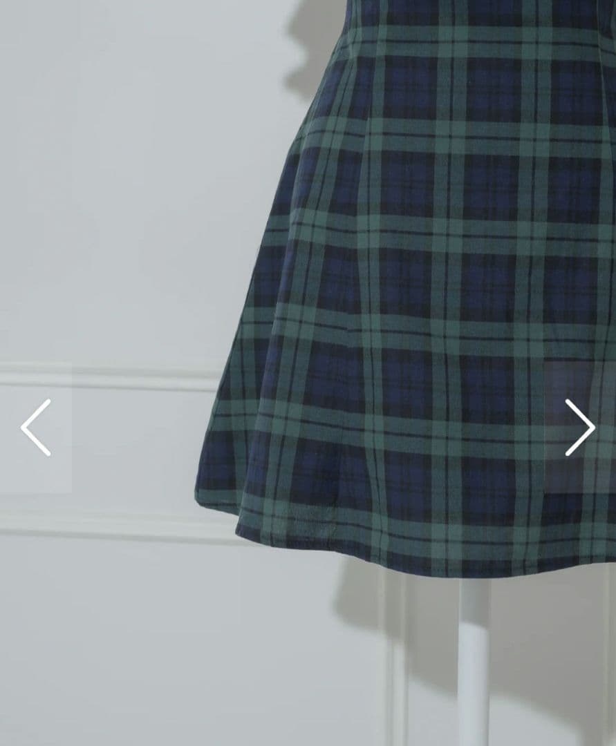 pium ピウム コットンレースドーリーカフェワンピ グリーンチェック