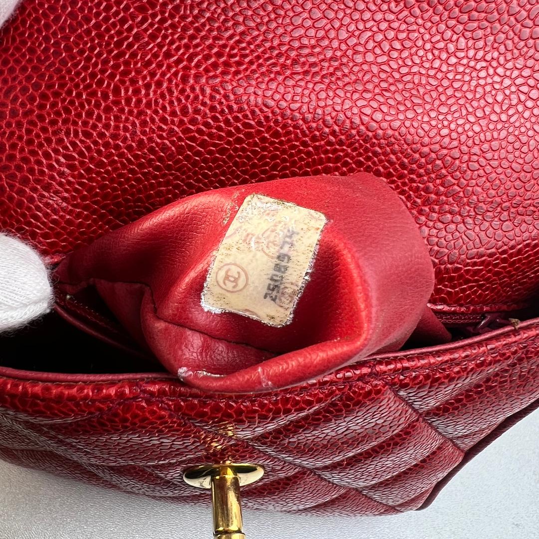 CHANEL シャネル キャビアスキン ウエストバッグ レッド A-9343