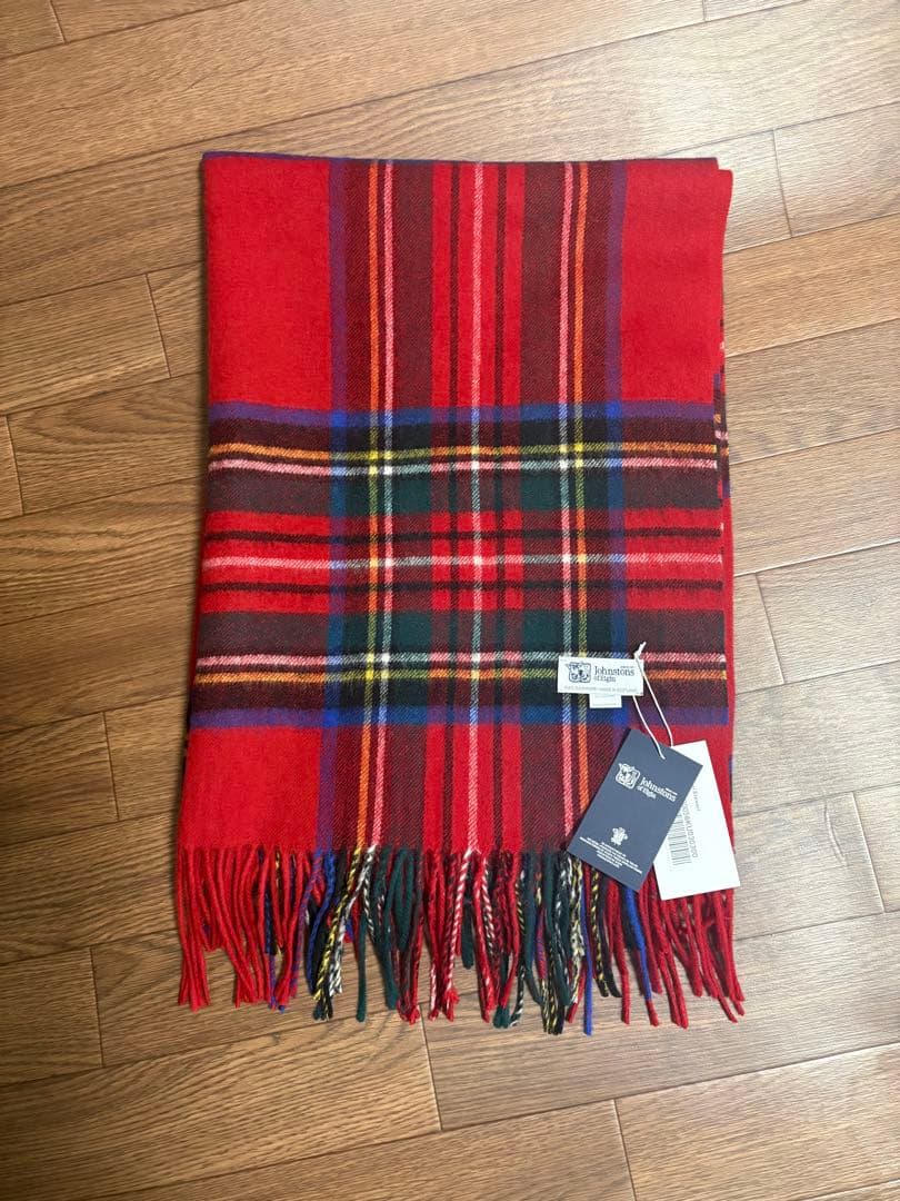 大判ジョンストンズ カシミヤ 100%マフラー ストール ロイヤル