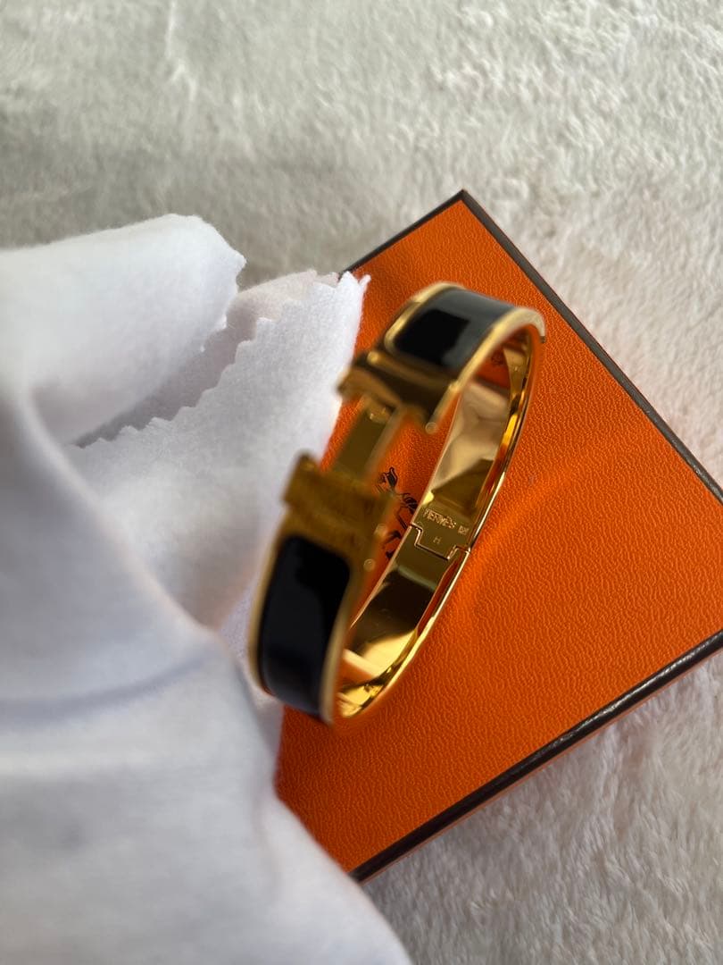 HERMES エルメス クリック　バングル黒×イエローゴールド