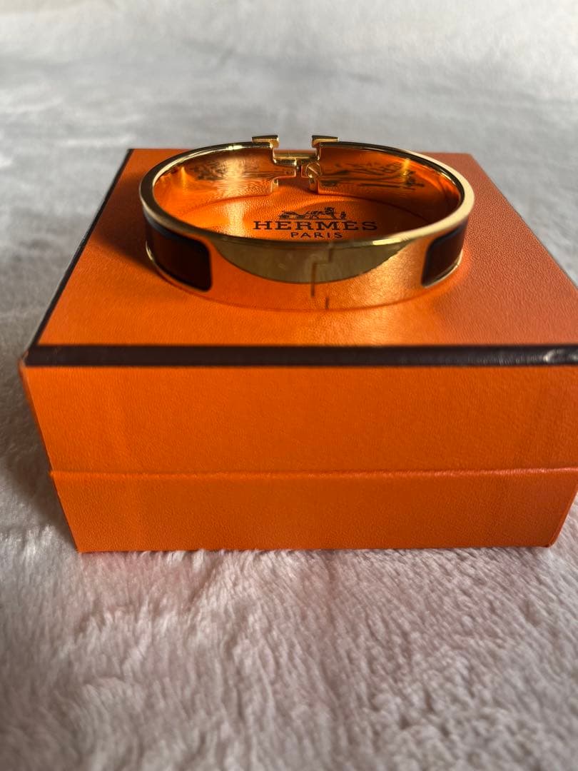 HERMES エルメス クリック　バングル黒×イエローゴールド