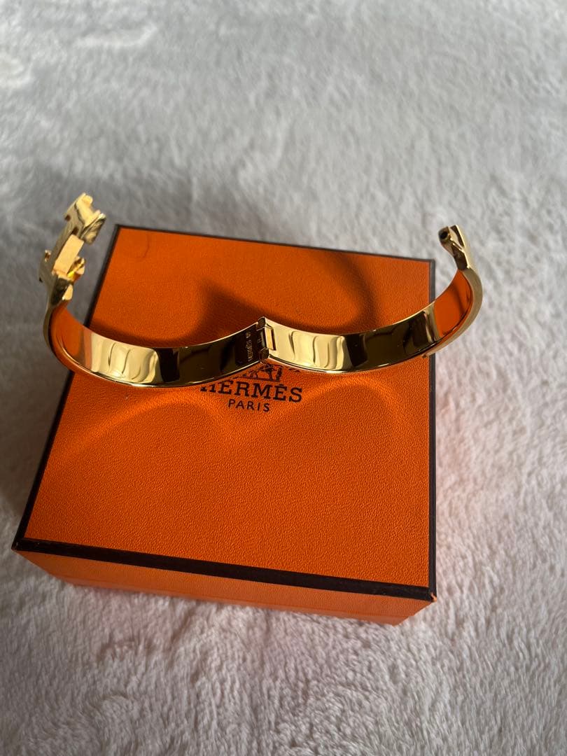 HERMES エルメス クリック　バングル黒×イエローゴールド