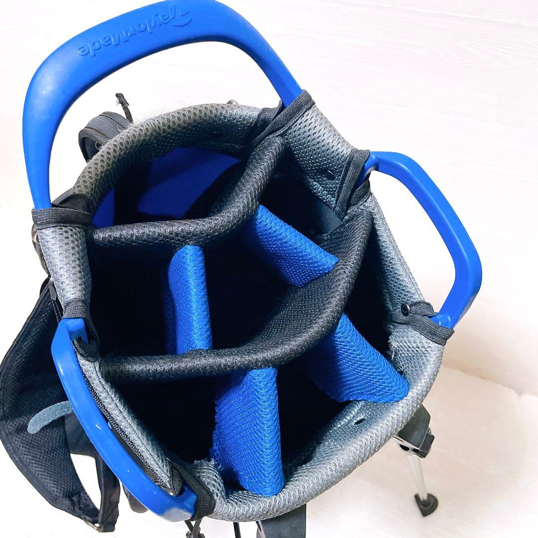 美品 テーラーメイド キャディバッグ スタンド式 9.5型 7分割 黒 青