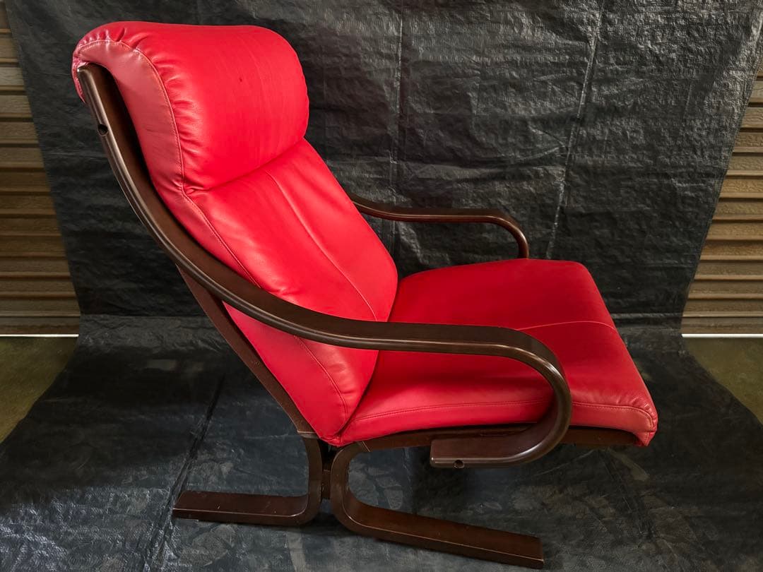 AGIO フジファニチャー　 レッドレザー 3人掛けソファ セパレート