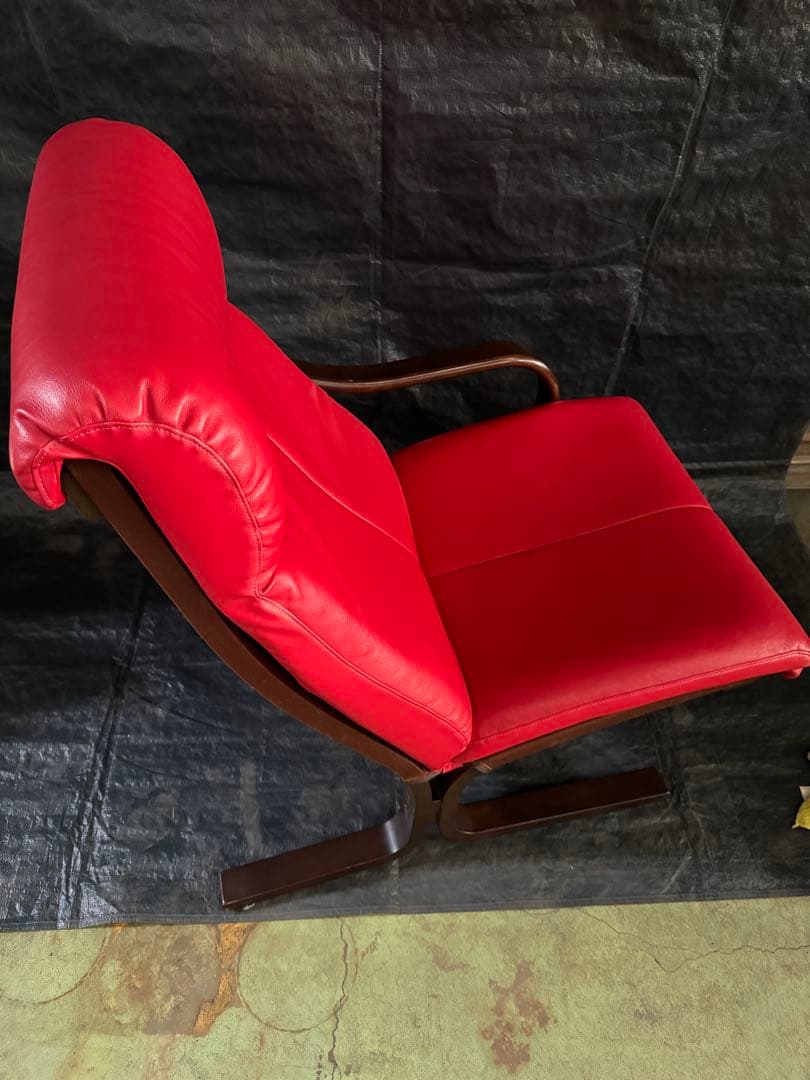 AGIO フジファニチャー　 レッドレザー 3人掛けソファ セパレート