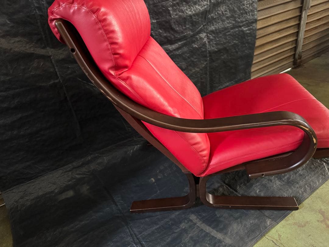 AGIO フジファニチャー　 レッドレザー 3人掛けソファ セパレート