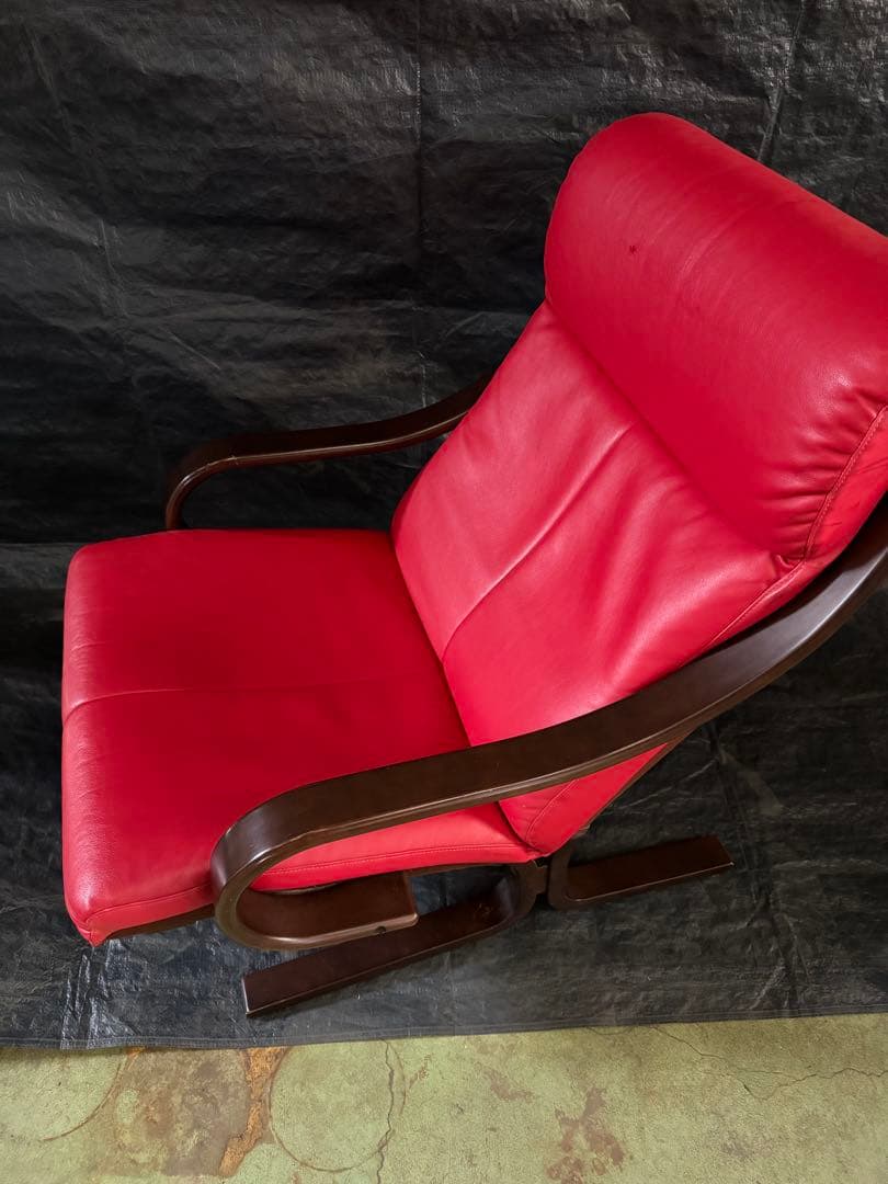 AGIO フジファニチャー　 レッドレザー 3人掛けソファ セパレート