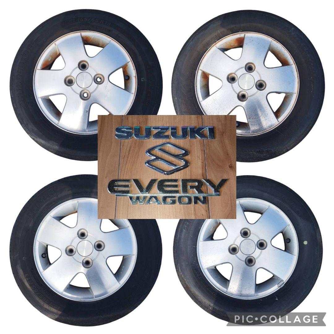 スズキ エブリイワゴン(GH−DA62W)純正13㌅アルミホイールとタイヤ 4本