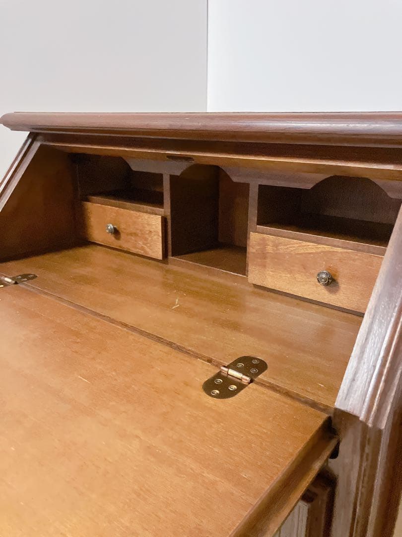 鍵付き　ライティングビューロー　デスク　チェスト　木製　デスクチェア