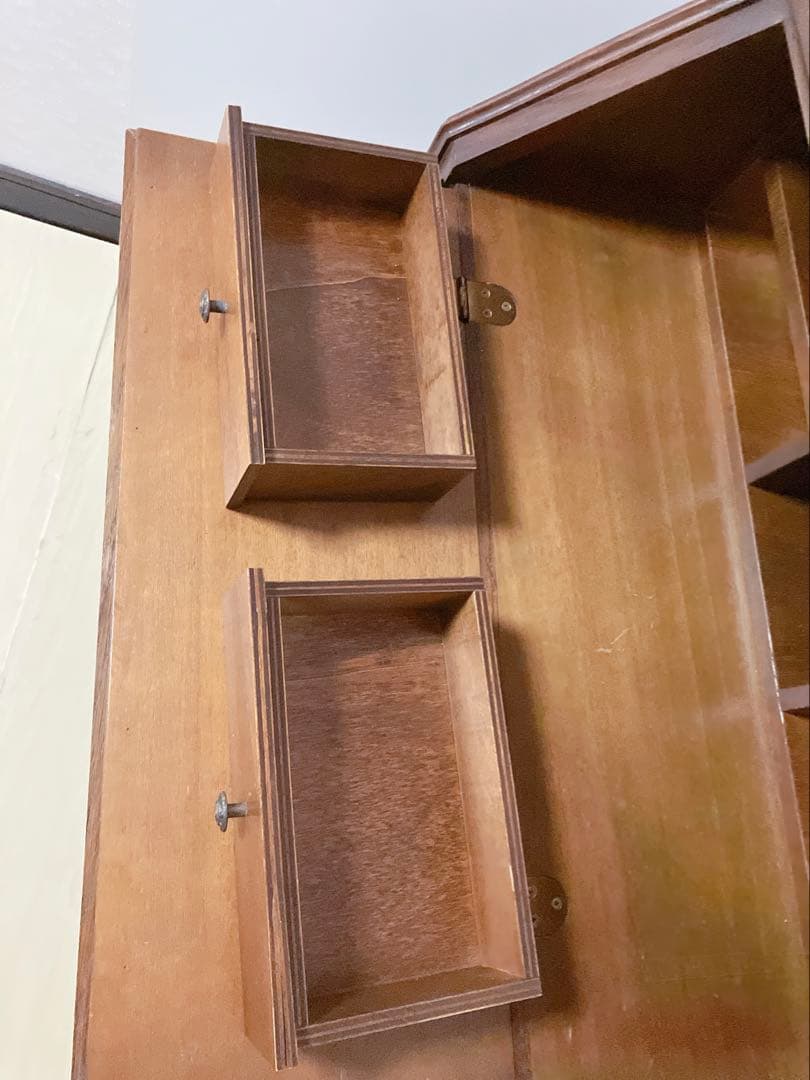 鍵付き　ライティングビューロー　デスク　チェスト　木製　デスクチェア