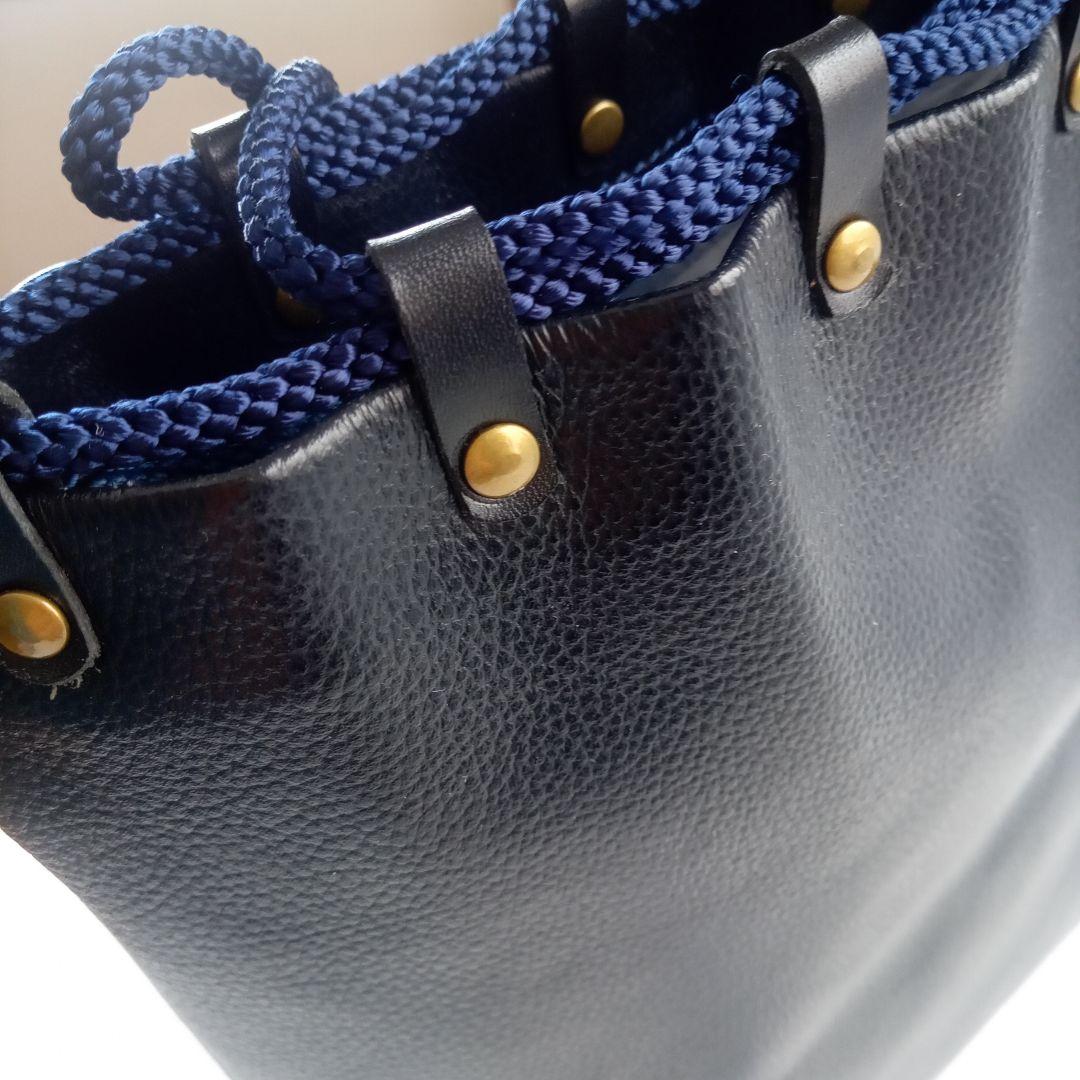 【未使用に近い/レザー巾着/信玄袋//ブラック】