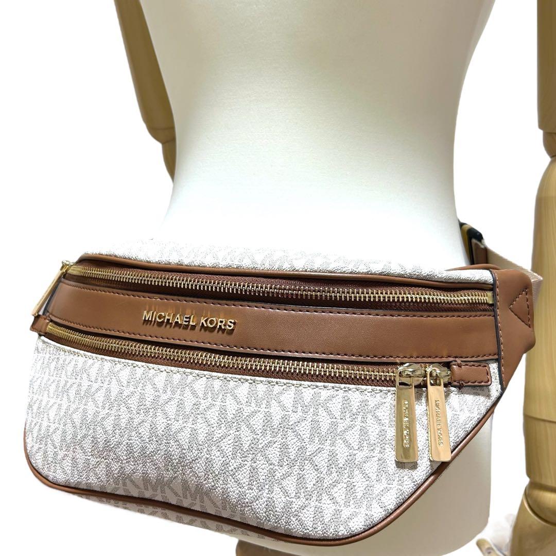 極美品　マイケルコース　ウエストポーチ　ボディバッグ　MK柄　ブラウン