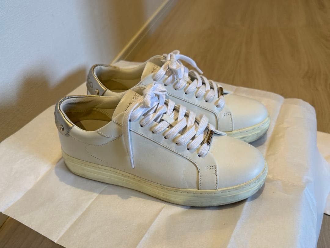 JIMMY CHOO ホワイトレザースニーカー