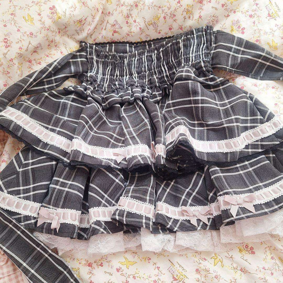 【期間限定値下げ】LIZLISA はしごリボンチェックティアードスカパン