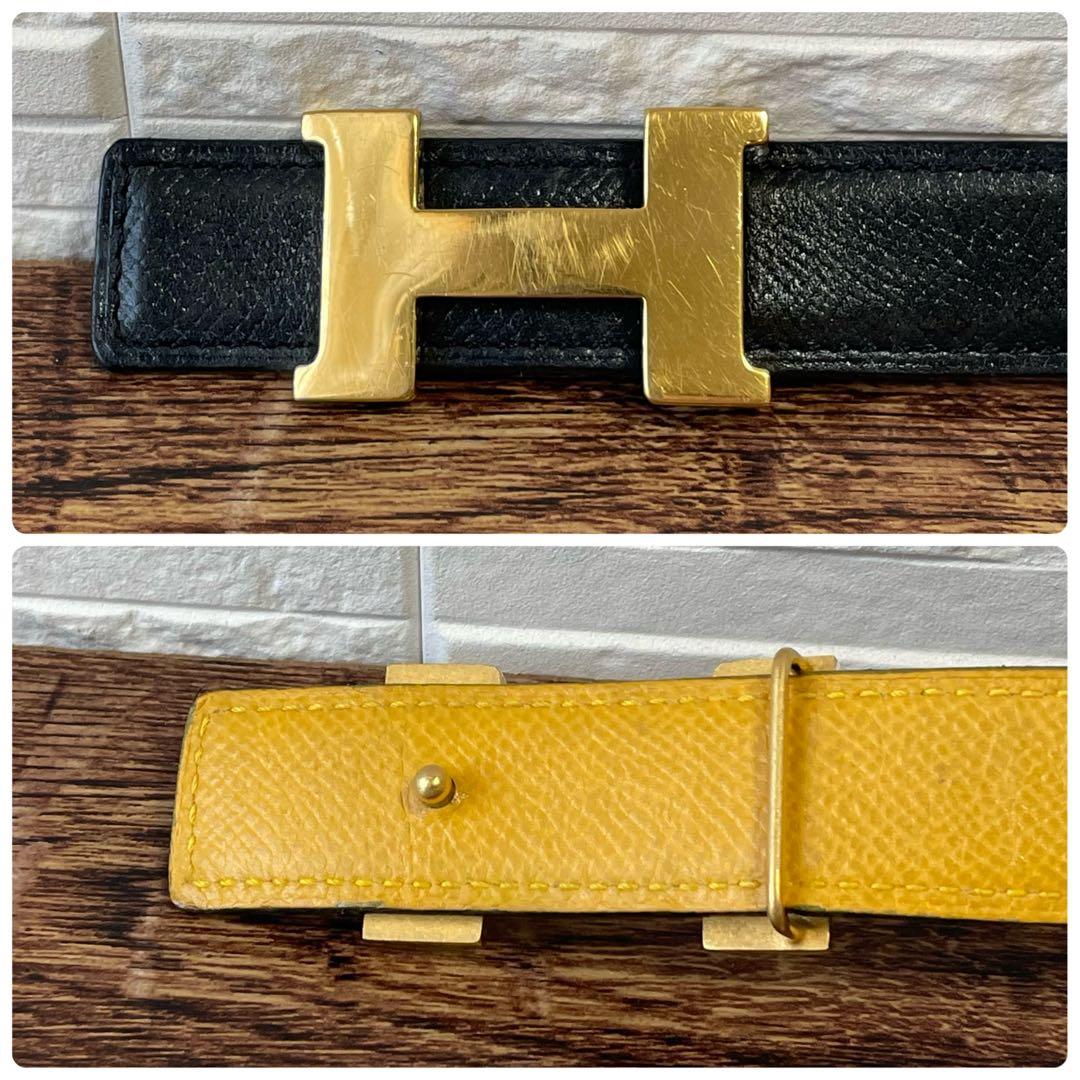 エルメス レザー Hバックル コンスタンス ベルト ゴールド金具 ブラック