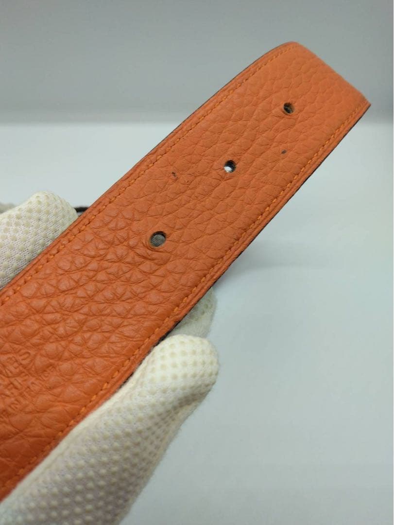 HERMES オレンジと黒のレザーベルト