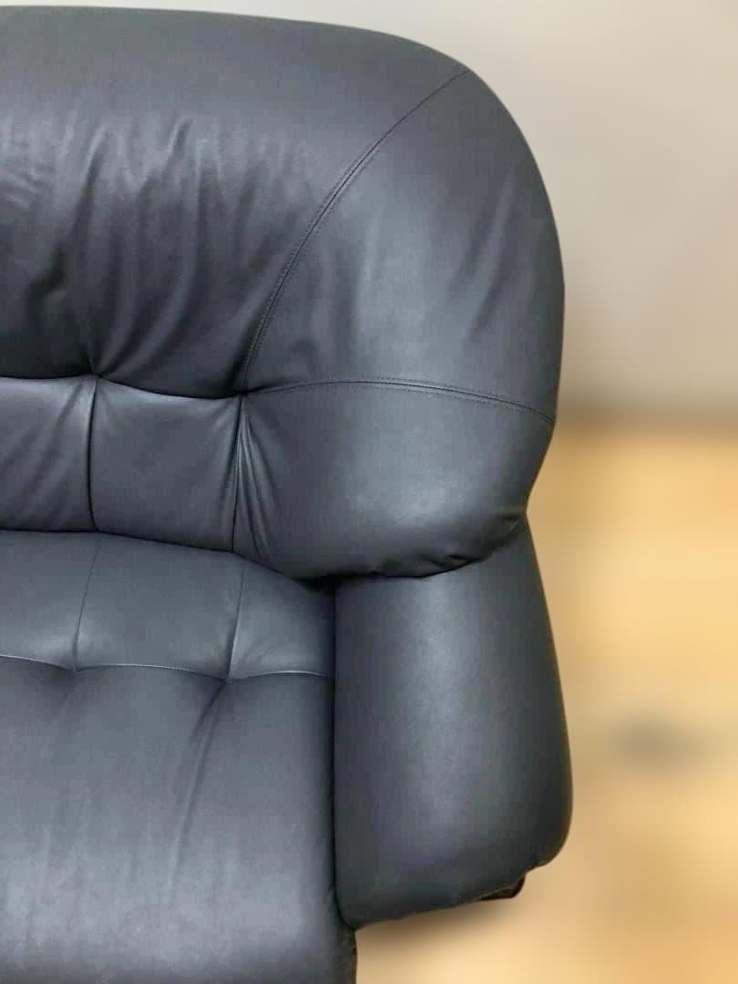 送料無料 3人掛け ソファ 合成皮革 ダークグレー 木製肘掛 75032-1-