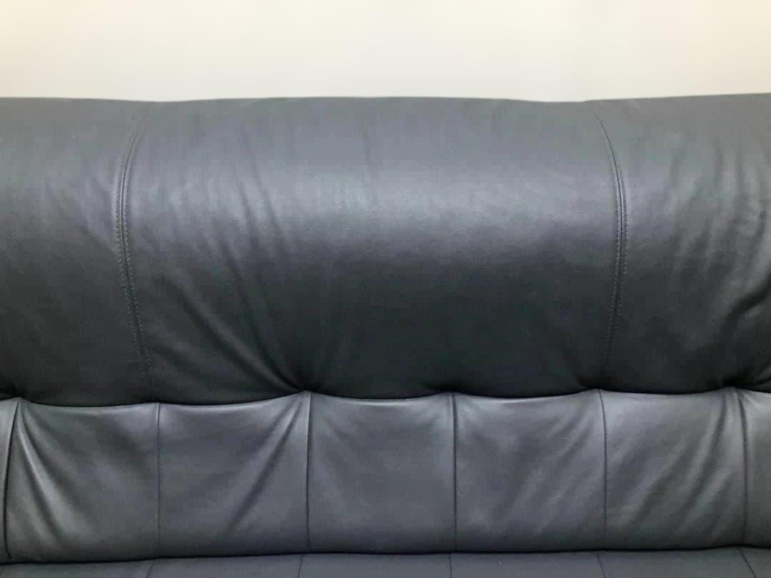 送料無料 3人掛け ソファ 合成皮革 ダークグレー 木製肘掛 75032-1-