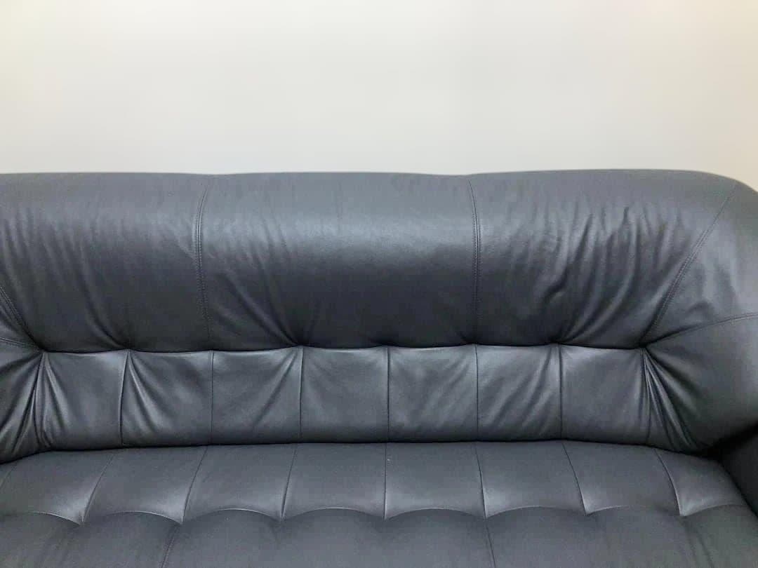 送料無料 3人掛け ソファ 合成皮革 ダークグレー 木製肘掛 75032-1-