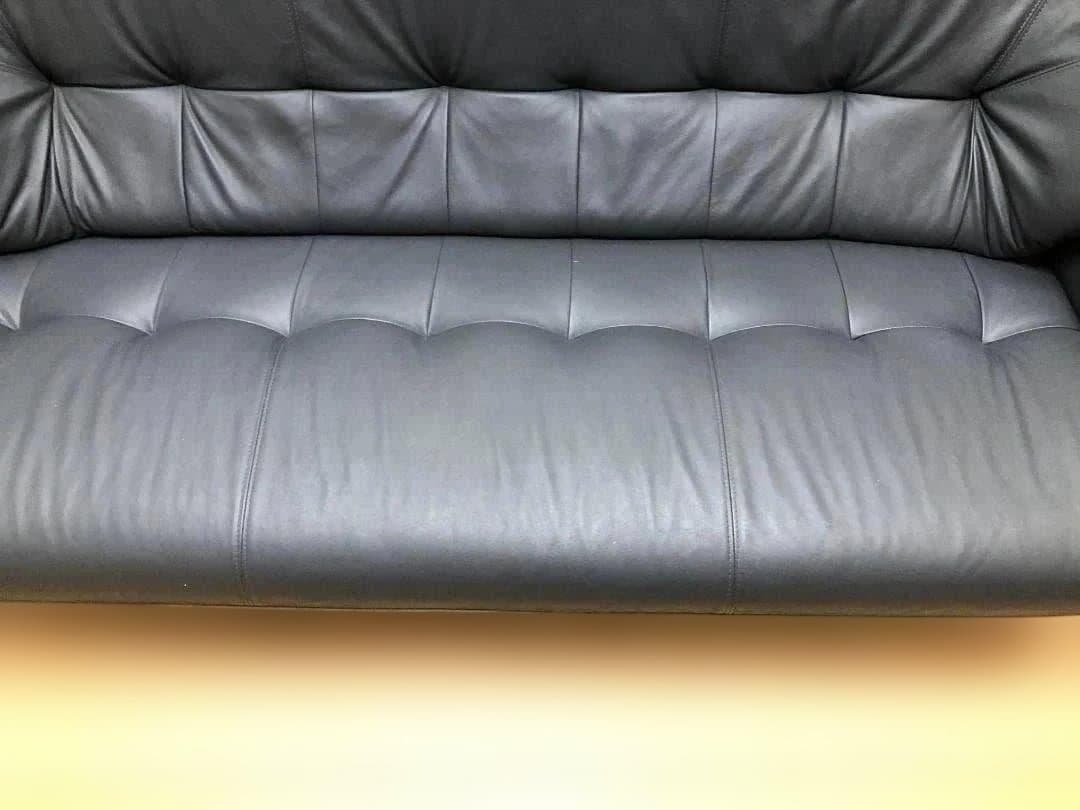 送料無料 3人掛け ソファ 合成皮革 ダークグレー 木製肘掛 75032-1-