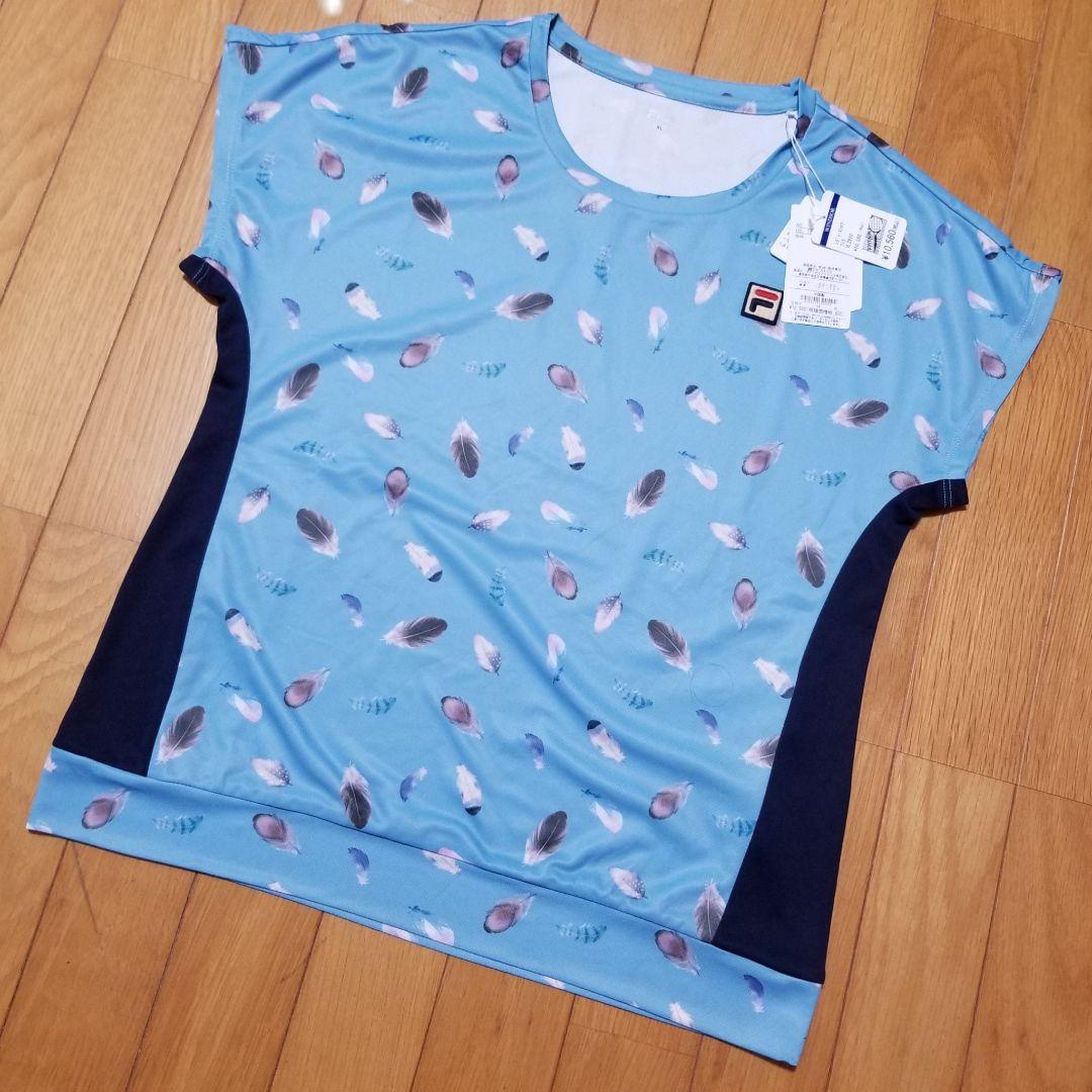 新品フィラ FILA テニスウェア ゲーム Tシャツ　スコート フェザー総柄