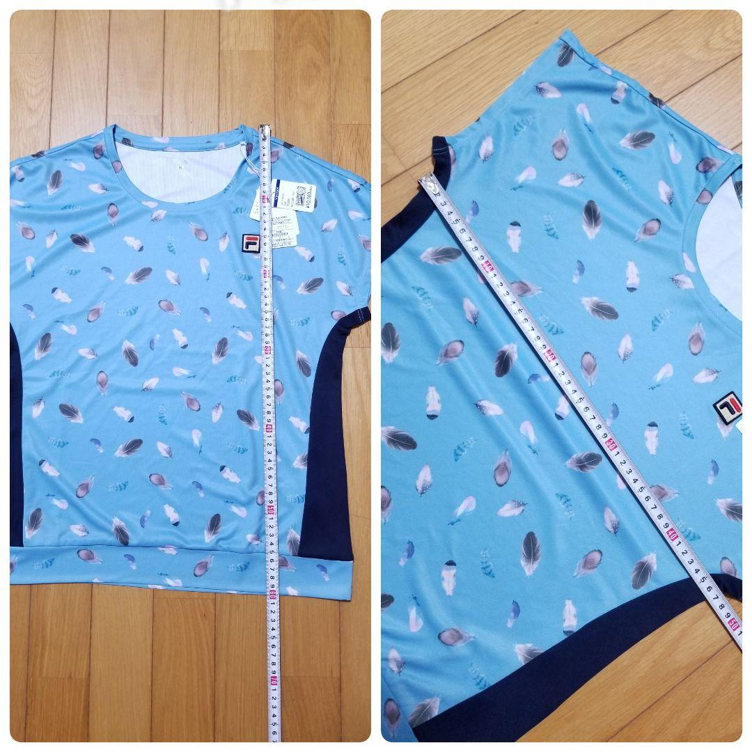 新品フィラ FILA テニスウェア ゲーム Tシャツ　スコート フェザー総柄