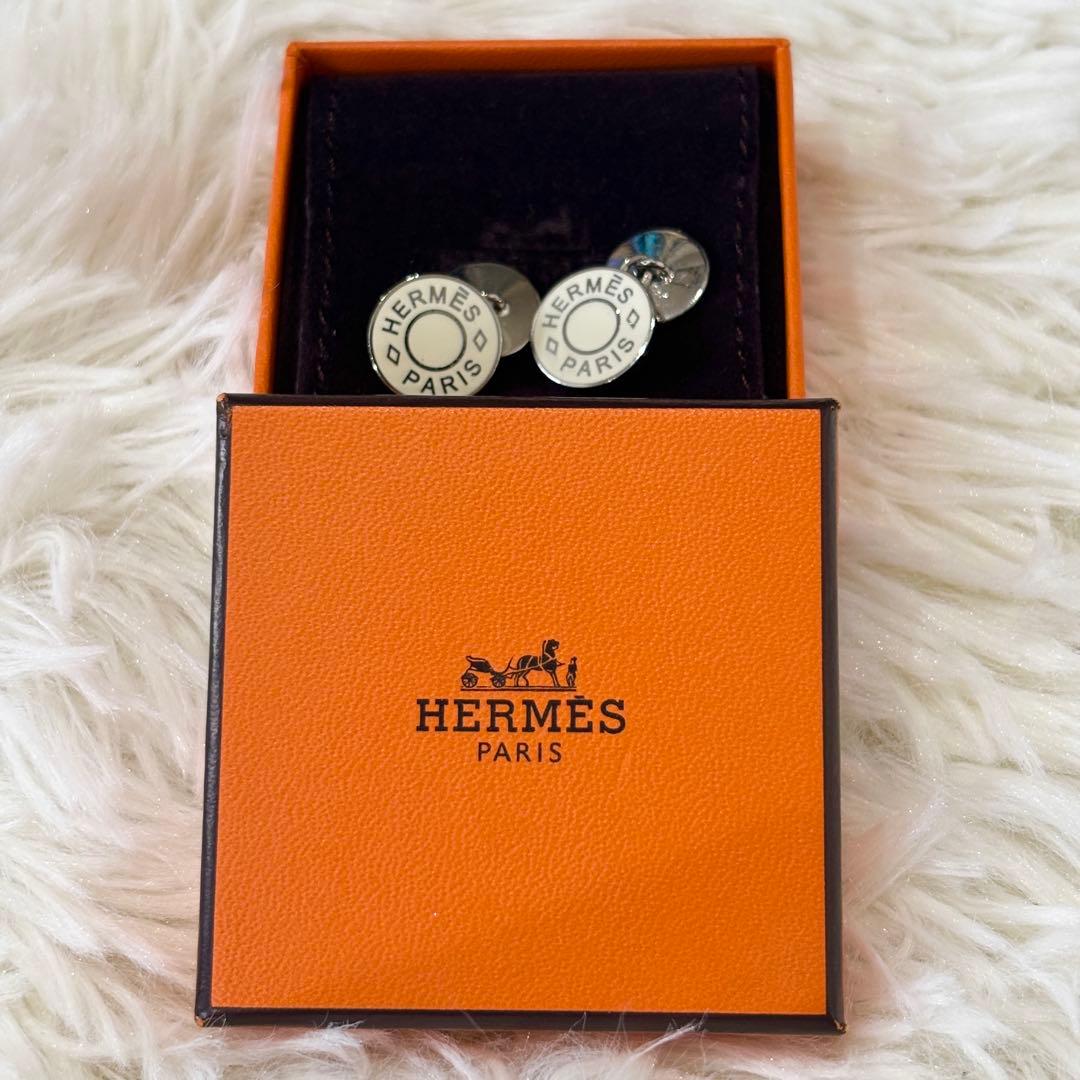【美品】HERMES セリエ チェーン カフリンクス カフス シルバー系 箱付き