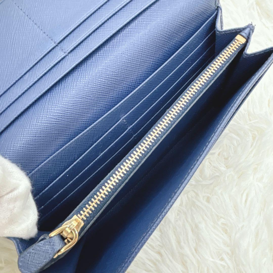 極美品✨PRADA サフィアーノレザー フラップ 長財布 メタルロゴ