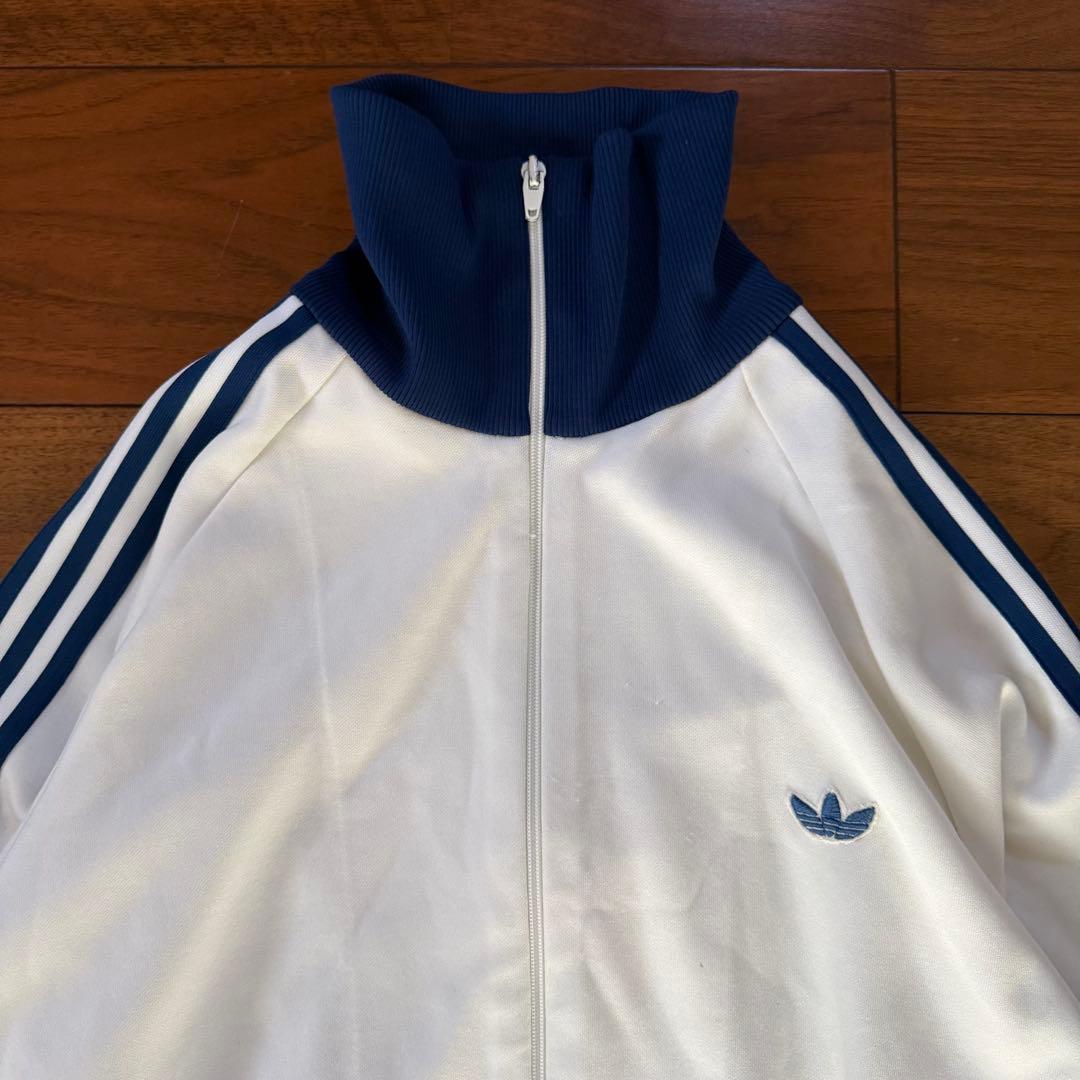 【希少サイズ】80s アディダス トラックジャケット デサント製 6号XL 白紺