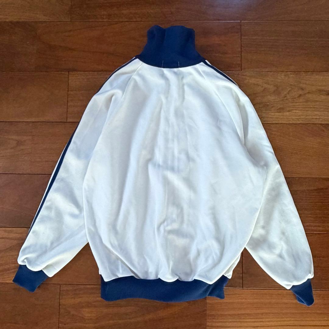 【希少サイズ】80s アディダス トラックジャケット デサント製 6号XL 白紺