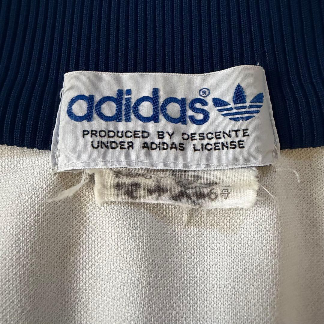 【希少サイズ】80s アディダス トラックジャケット デサント製 6号XL 白紺