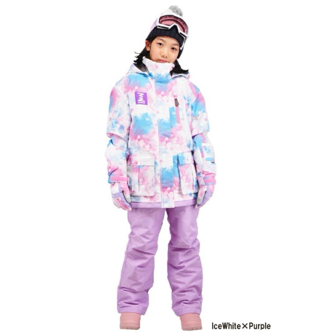 キッズ　スノーボードウェア上下セット　姉妹コーデ　110㎝ 140㎝　グローブ付