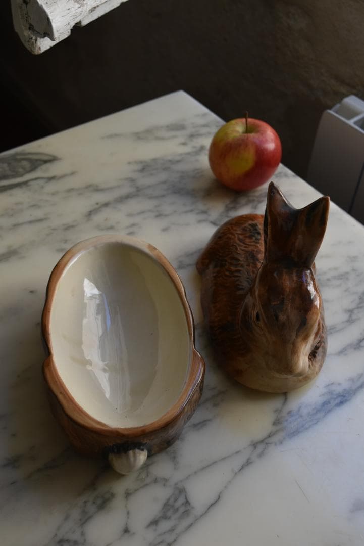 超美品ミッシェル・コーガン　顔の可愛い　うさぎのパテポット　テリーヌアンティーク