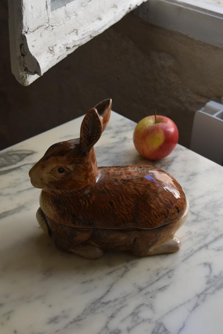 超美品ミッシェル・コーガン　顔の可愛い　うさぎのパテポット　テリーヌアンティーク