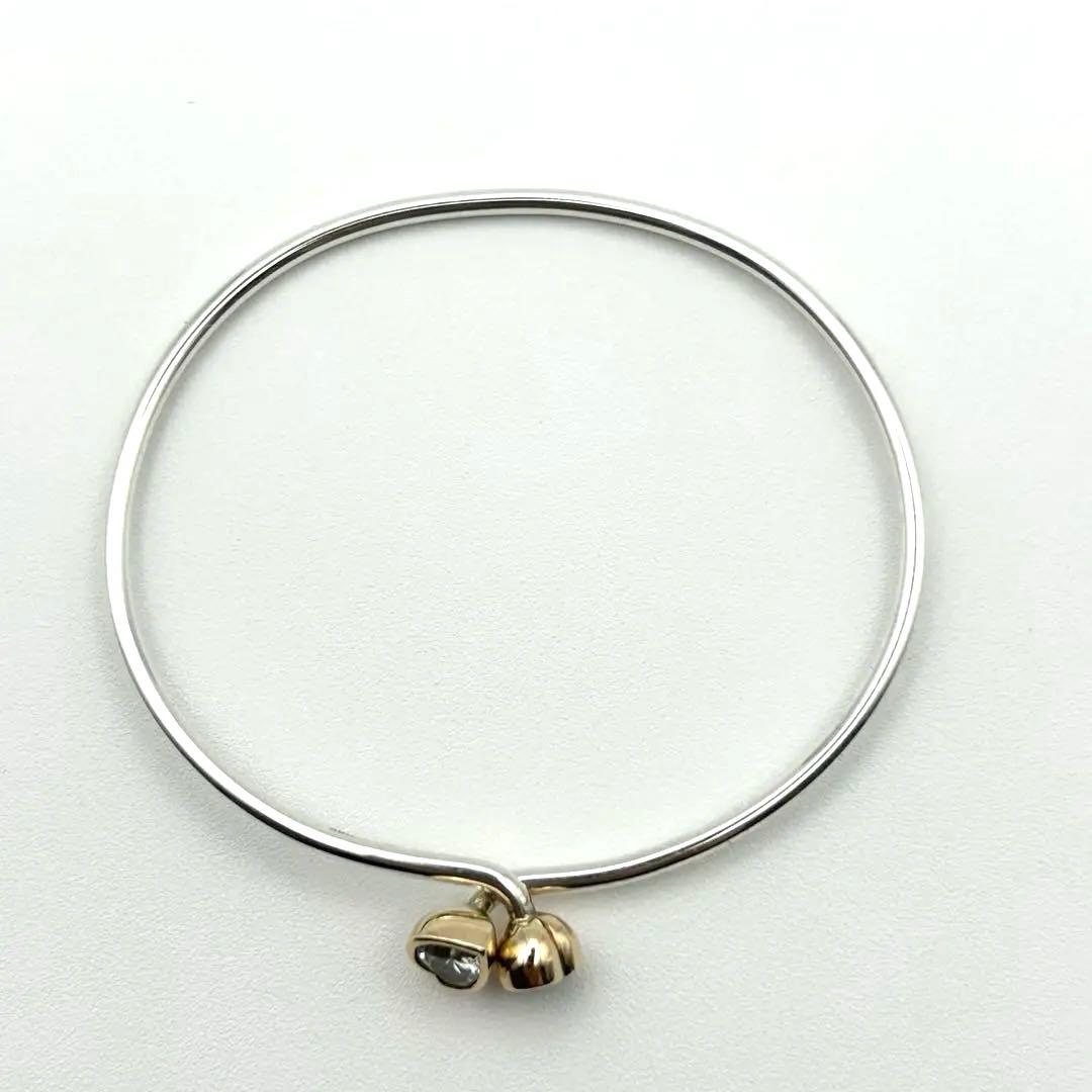 スタージュエリー K14 silver925 バングル ブレスレット ハート 石