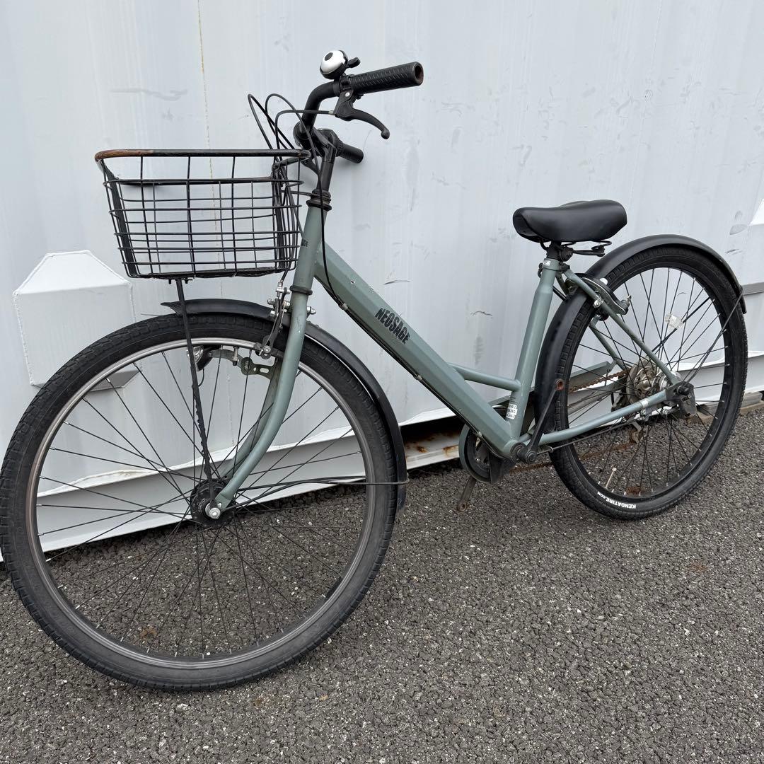 【都内/千葉引取】街乗り用自転車 27インチ カゴ/鍵/オートライト/6段変速付